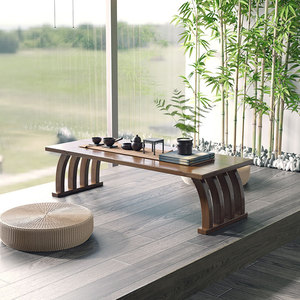 Table de fenêtre en baie de style japonais, table basse en bois massif, faite à la main pour salon ou chambre, table à thé Tatami - Product Image 2
