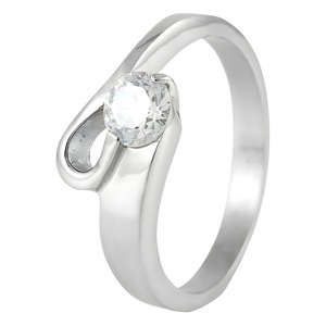 yunnique <b>Silver</b> Women's Fashion <b>Ring</b> With White Gemstone Tension Setting Geometric Design Gift Jewelry - Product Image 5