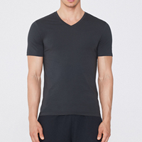 T-shirt Homme de Haute Qualité en Coton Stretch 100% Léger Coupe Slim Col en V