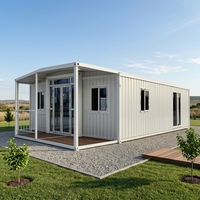 Maison préfabriquée extensible de 40 pieds sur 20 pieds avec balcon, design moderne, idéale pour villa et bureau à domicile, espace de vie portable