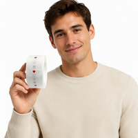 Forme ronde de 1 pouce merci avec coeur rouge imprimé clair PET étiquette d'emballage cadeau autocollant auto-adhésif