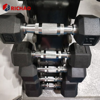 Ensemble d'haltères 5 lb - 100 lb, haltères de fitness, poids libres, équipement de salle de sport à domicile, haltères hexagonales recouvertes de caoutchouc avec support