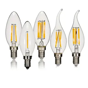 C35/C35L 4w 6W E14 E12 Base LED Vintage Edison lampadina candelabri LED filamento candela lampadina trasparente bianco caldo 2700K AC 120V 220V