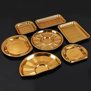 Bandejas de plástico desechables doradas para carne y pollo de 160*160*20mm, alimentos para mascotas, frutas, verduras, contenedores de embalaje, supermercado - Product Image 5