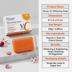 Sabun Pemutih Vitamin C Disaar Dengan Ekstrak Ceri, Pembersih Pencerah Untuk Wajah & Tubuh - Product Image 5