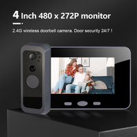 Système de sécurité domestique à écran 4 pouces 5000mAh + 3000mAh Caméra de sonnette sans fil extérieure étanche 2.4G TF Card Video Door Phone