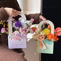 Boîte portable pour arrangements floraux, idéale pour les mariages, les achats, les cadeaux, l'emballage de plantes, les sacs en papier