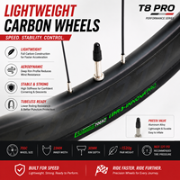 Vélo de route T8pro léger en fibre de carbone 700C avec axe traversant, guidon intégré en carbone, 24 vitesses, vélo de course pour adultes