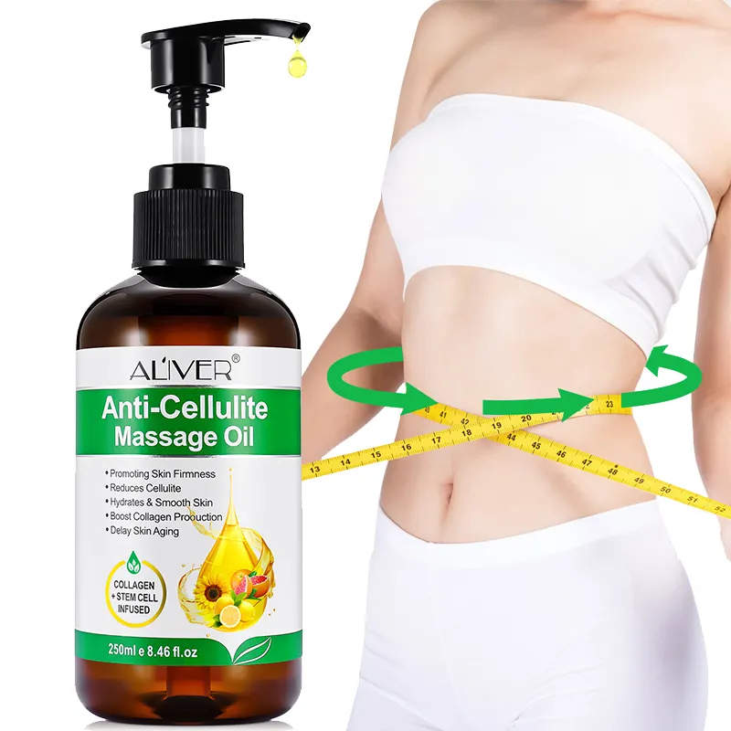 Aliver 250Ml Natuurlijke Plant Extract Huid Verstevigende Aanscherping Lichaamsmassage Etherische Olie Private Label Anti Cellulitis Massage Olie