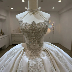 Vestido de Novia Bohemio Elegante con Apliques Florales 3D de Cuentas Múltiples, Cola Capilla y Estampado Floral Lsjj03 - Product Image 4