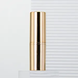 Batom cosmético vazio cor dourada personalizado, recipiente para embalagem de batom cosmético de luxo 5g 3g, embalagem com tela de impressão