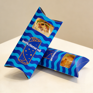 Boîte à emporter personnalisée de haute qualité pour la restauration rapide, boîte à sandwich, emballage en forme de coussin, boîte à shawarma en papier à ouverture facile - Product Image 6