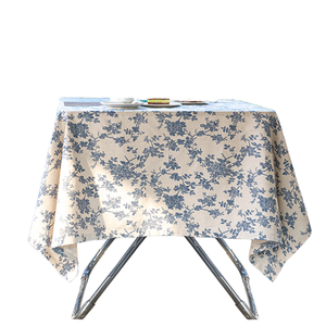 Customized Indian Vintage Blue Floral Rose Print Linen Picnic <b>Tablecloth</b> OEM ODM Low MOQ Wholesale Direct Factory - Product Image 2