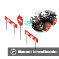 Kit de Coche Robótico Tscinbuny 4WD ESP32, Módulo Inalámbrico Programable para Estudiantes, Educación STEM, con Sensor Ultrasónico para Evitar Obstáculos