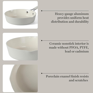 Poêle à frire moderne en céramique antiadhésive en aluminium avec poignée en silicone pour cuisinière à gaz et à induction - Product Image 4