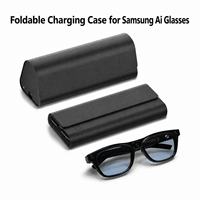 Étui de batterie externe en cuir PU premium avec indicateurs LED, chargeur 2000 mAh, nouveau boîtier de charge pliable pour lunettes Samsung AI