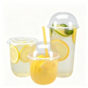 Gobelets en plastique PP transparent givré en forme de U avec couvercle, imprimés du logo, jetables, pour thé au lait, jus de fruits et desserts - Prix de gros - Product Image 1