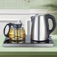 Samovar turc 304 bouilloire électrique en acier inoxydable, bouilloire Double avec plateau avec support de contrôle de la température oem