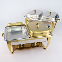 Réchaud de luxe en acier à double compartiment, récipient pour réchauffer les aliments pour buffet, réchaud chauffé à l'alcool en acier inoxydable