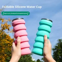 Nouvelle gourde pliable en silicone, bouteille d'eau de sport rétractable, gobelet cadeau personnalisé imprimé, gourde d'eau en silicone pliable pour le sport