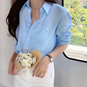 เสื้อเชิ้ตผ้าลินินสีพื้นแบบลำลอง ระบายอากาศได้ดี เป็นมิตรกับสิ่งแวดล้อม แขนยาว คอปกติดกระดุม เหมาะสำหรับฤดูใบไม้ผลิ สำหรับทุกเพศ - Product Image 5