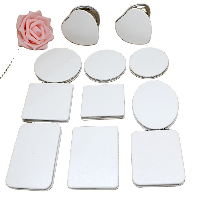 Индивидуальное двустороннее складное компактное зеркало из искусственной кожи с принтом, карманное зеркало с 2x увеличением для путешествий