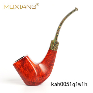 Muxiang Handcrafted Briarwood Smoking Pipe Bent Type With Vulcanized Rubber Mouthpiece Tobacco Pipe - Product Image 2