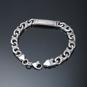 Pulsera de Guerrero de Acero Inoxidable de 22 cm con Patrón Geométrico Retro, Joyería de Estilo Punk para Hombre - Product Image 3