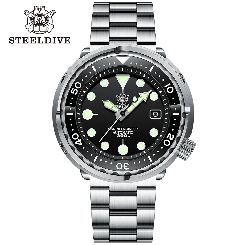 2019 חדש שעון! STEELDIVE מותג באיכות גבוהה 30ATM עמיד למים ירוק קרמיקה הלוח הקדמי נירוסטה צלילה שעון אוטומטי