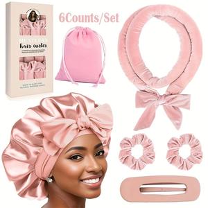 Juego <span class=keywords><strong>de</strong></span> 6 rizadores <span class=keywords><strong>de</strong></span> <span class=keywords><strong>pelo</strong></span> sin calor con gorro <span class=keywords><strong>de</strong></span> seda para cabello largo/medio - Product Image 1
