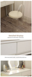Coiffeuse moderne blanche pour filles Armoire <span class=keywords><strong>extensible</strong></span> en bois sans fil pour chambre à coucher Commode à miroir réglable Coiffeuses à maquillage avec tabouret - Product Image 6