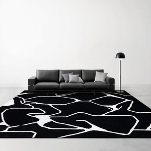 <span class=keywords><strong>Tapis</strong></span> en laine moderne simple <span class=keywords><strong>de</strong></span> conception italienne originale, noir et blanc, <span class=keywords><strong>grand</strong></span> <span class=keywords><strong>tapis</strong></span> <span class=keywords><strong>de</strong></span> salon avec motif abstrait - Product Image 5