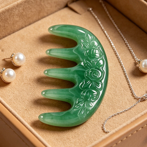 Peine manual multifuncional 2 en 1 para masaje del cuero cabelludo con resina refrescante Meridian y jade para el cuidado del cabello. - Product Image 2