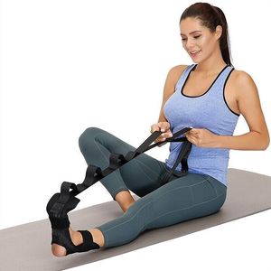 Sangle de yoga noire réglable pour étirements, correction des jambes, des pieds et des chevilles, utilisation avec tapis de yoga pour exercices de fitness - Product Image 1
