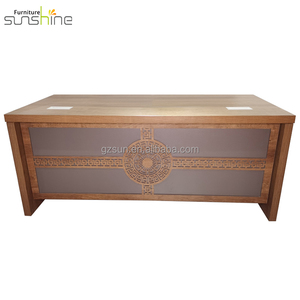 Guangzhou muebles de oficina de melamina de alta calidad en forma de L escritorio jefe de lujo último diseño de escritorio de oficina de madera - Product Image 6