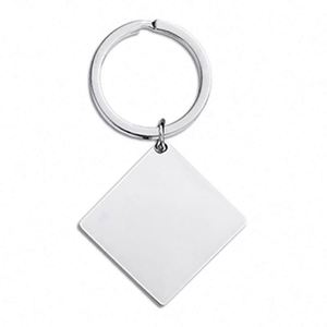 Stainless Steel Square Blank <b>Keychain</b> Custom Engraving Logo Silver Mirror Polished DIY Pendant Tag Making Charm Metal Key Chain - Product Image 2
