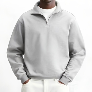 Sudadera con cremallera de cuarto de largo para hombre, de felpa francesa, corte holgado, moda de lujo para fabricantes de marcas estadounidenses - Product Image 1