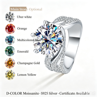Bague de fiançailles en moissanite colorée 5 carats, luxe léger, entièrement sertie de diamants, bijoux fins, argent sterling S925