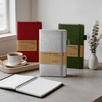 Cuaderno de tapa dura con espiral, cubierta de duPont, cierre con banda elástica, con soporte para bolígrafo, cuaderno vintage para negocios