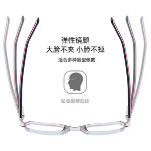 Montures de lunettes géométriques Tr90 52-18-140, protection anti-lumière bleue, monture complète unisexe, branches à ressort en acétate, design à motifs - Product Image 3