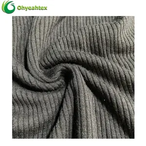 Good Stretch 240Gsm 63/27/10 Bamboo Cotton Spandex Knitted 4x1 Rib Fabric For Dress