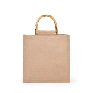 Vente en gros de grands vêtements pour femmes recyclés réutilisables en toile de jute sac fourre-tout en chanvre sac fourre-tout en jute écologique