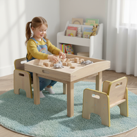 Table carrée ergonomique en bois massif au design contemporain pour bébés et enfants, idéale pour l'éducation précoce, le dessin, les jeux - École, maison, bureau, chambre
