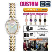 Montre à quartz ovale de luxe pour femme, personnalisable avec nom et logo, en acier inoxydable, étanche 5 ATM, avec aiguilles, style affaires et mode