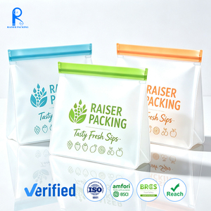 Sacs de conservation alimentaire réutilisables sans BPA, fabriqués en usine, étanches, avec fermeture éclair, en PEVA givré, pour congélateur et réfrigérateur, pour la conservation des aliments - Product Image 1