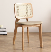 Chaise de salle à manger classique et pratique en rotin, chaise rembourrée en bois massif pour salle à manger