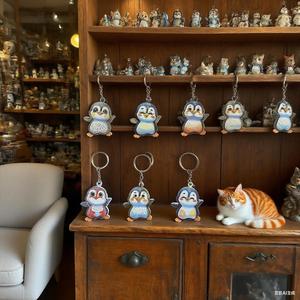 Porte-clés personnalisé en alliage de zinc, style dessin animé, avec motifs chat mignon, hippocampe et papillon, pour les amoureux des animaux - Product Image 4