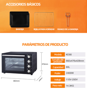 <span class=keywords><strong>Horno</strong></span> <span class=keywords><strong>El</strong></span>éctrico de 80l, <span class=keywords><strong>Horno</strong></span> de Convección para Pizza, <span class=keywords><strong>Horno</strong></span> Comercial de Barro, Tandoor - Product Image 2