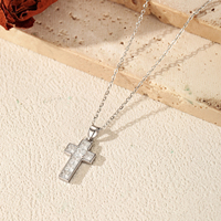 Colliers pendentifs en forme de croix en argent sterling 925 tendance haut de gamme avec CZ transparent pour femmes, accessoires de bijoux fins pour le bureau