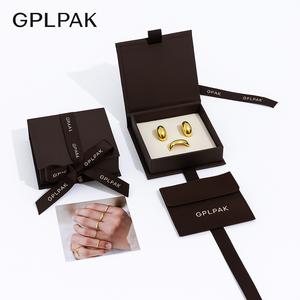 Caja de Joyería con Logotipo Estampado en Dorado Personalizado, Cajas Magnéticas de Cartón para Empaque, Cajas Magnéticas para Joyería con Bolsa - Product Image 3